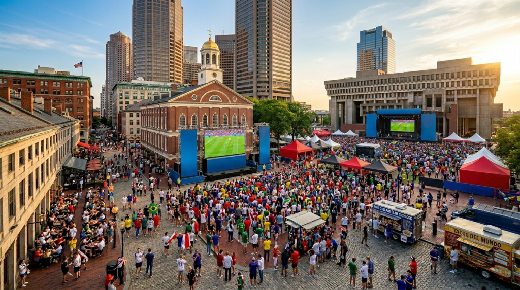 Downtown Boston filled with visitors during FIFA World Cup 2026.