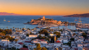 "Bodrum Castle and Old Town view at sunset - Best things to do in Bodrum"