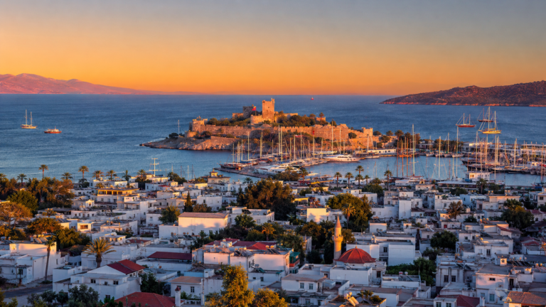"Bodrum Castle and Old Town view at sunset - Best things to do in Bodrum"