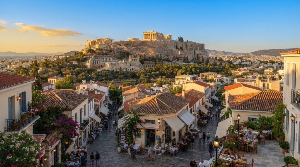Athens Greece in September with the Acropolis and Parthenon