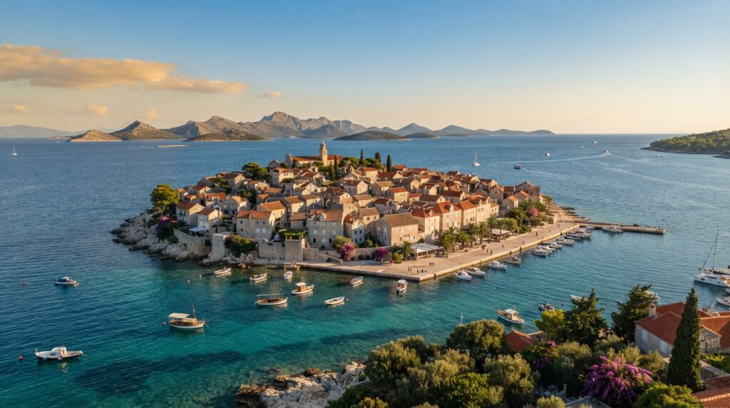 Croatia Dalmatian Coast in September with clear Adriatic waters
