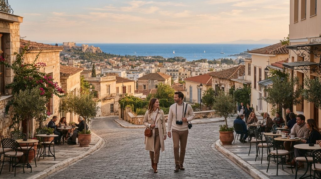 Athens and the Athens Riviera in October combining historic city streets with Mediterranean coastal views